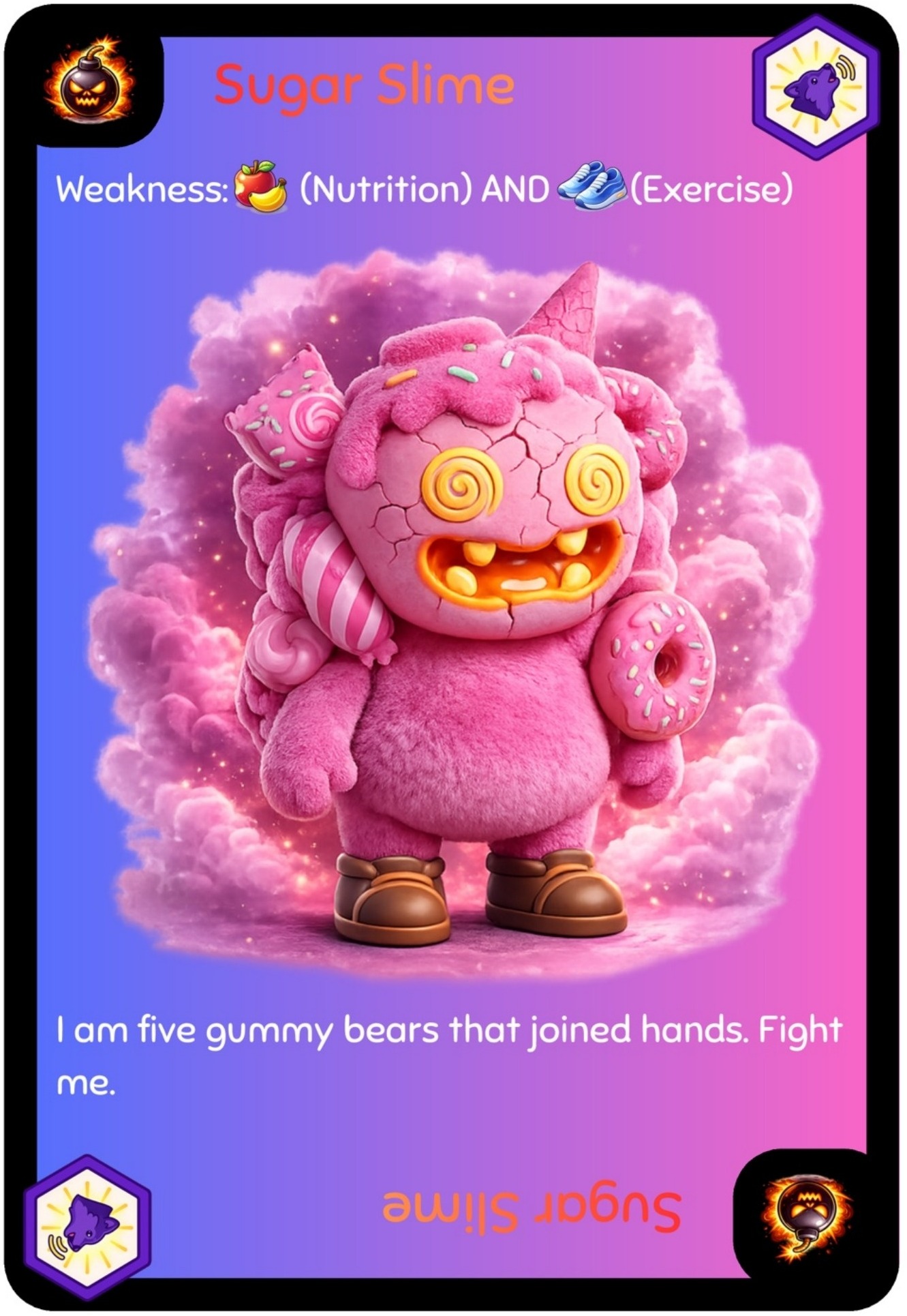 Sugar Slime — Boss Grump with Howl badge requiring Food AND Move